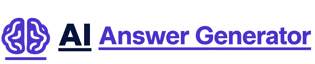 AI Answer Generator logo with purple brain icon and clean underlined text on a transparent background